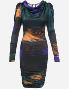 allyson Rochie violet-verde Tie-Dye cu mânecă bufantă kaki