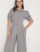 allyson Salopetă Gri Taliată cu Cataramă Decorativă Filateia
