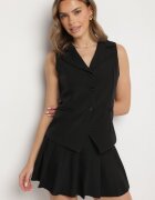 allyson Set costum Negru Vestă și Fustă Plisată Ivelkio