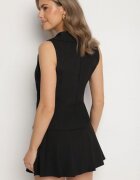 allyson Set costum Negru Vestă și Fustă Plisată Ivelkio