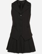 allyson Set costum Negru Vestă și Fustă Plisată Ivelkio