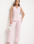 allyson Set Costum Roz Vestă cu nasturi decorativi și Pantaloni Filuenna