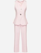allyson Set Costum Roz Vestă cu nasturi decorativi și Pantaloni Filuenna