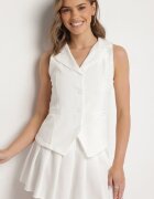 allyson Set De Costum Alb Vestă și Fustă Plisată Ivelkio
