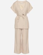 allyson Set de costum Bej Sacou cu curea și Pantaloni largi Milsedi
