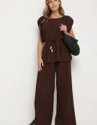 allyson Set Maro Bluză cu cordon și Pantaloni Largi Dolarea