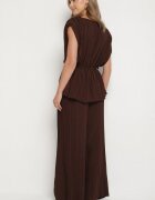 allyson Set Maro Bluză cu cordon și Pantaloni Largi Dolarea