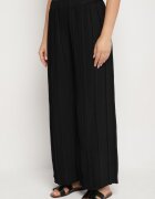 allyson Set Negru Plisat Bluză cu Cordon și Pantaloni Largi Gialla