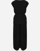 allyson Set Negru Plisat Bluză cu Cordon și Pantaloni Largi Gialla
