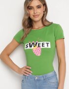 alnwick Bluză Verde De Bumbac cu Imprimeu și Scris Vemassa