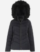 alnwick Geacă Neagră Matlasată cu Glugă de blană Geno