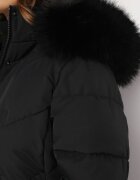 alnwick Jachetă Matlasată Neagră cu Glugă și Blană Vanisma