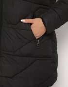 alnwick Jachetă Neagră cu Matlasare Lată și Glugă cu Blăniță Hietala
