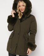 alnwick Jachetă Parka Verde închis cu Blană și Șnur Hegade