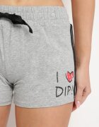 alnwick Pantaloni scurți Gri Din bumbac Cu elastic în talie Cu șnur Și imprimeu decorativ Glaphalia