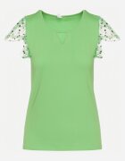 alnwick Top Verde deschis din Bumbac cu Mânecă Scurtă și Plasă Decorativă Testeena