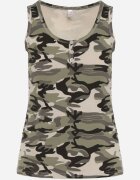 alnwick Top Verde din bumbac cu imprimeu camuflaj Wiarae