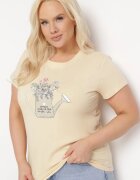 alnwick Tricou bej de bumbac cu imprimeu decorativ Littana