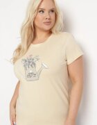 alnwick Tricou bej de bumbac cu imprimeu decorativ Littana