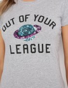 alnwick Tricou Gri Din Bumbac Cu Imprimeu Decorativ Cu Paiete Și Inscripții Olumi