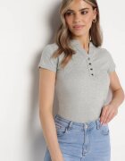 alnwick Tricou Gri din bumbac cu nasturi metalici Cariena