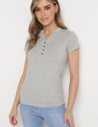 alnwick Tricou Gri din bumbac cu nasturi metalici Cariena