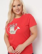 alnwick Tricou roșu de bumbac cu imprimeu decorativ Littana