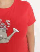alnwick Tricou roșu de bumbac cu imprimeu decorativ Littana