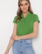 alnwick Tricou Verde din Bumbac cu nasturi metalici Cariena