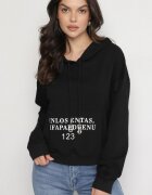 ambitionfly Bluză Casual Neagră cu Glugă și Buzunar Zelotia