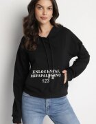 ambitionfly Bluză Casual Neagră cu Glugă și Buzunar Zelotia