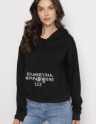 ambitionfly Bluză Casual Neagră cu Glugă și Buzunar Zelotia