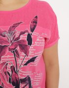 ambitionfly Bluză roz din Bumbac Decorată cu Broderii și cu Imprimeu Mahinetta