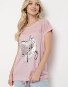 ambitionfly Bluză Roz din in Decorată cu model ajurat și imprimeu Sirettama