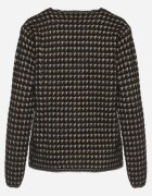 ambitionfly Cardigan Negru cu Model în Stil Tweed cu Nasturi Decorativi Zemitha