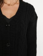 ambitionfly Cardigan Negru cu nasturi cu mansete elastice Parlima