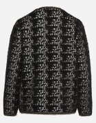 ambitionfly Cardigan negru în stil retro cu nasturi perlați și fir metalic Daiviana