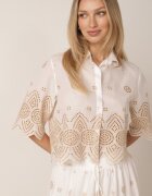 ambitionfly Compleu de vară din bumbac cu broderie etno fustă și cămașă scurtă Clemica Bej