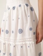 ambitionfly Fustă din bumbac decorată cu broderii și decupaje ajurate în stil casual Kalon Albastră