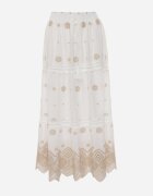 ambitionfly Fustă din bumbac decorată cu broderii și decupaje ajurate în stil casual Kalon Bej