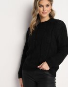 ambitionfly Pulover Clasic Negru cu Împletitură Modernă Viloma