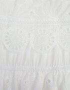 ambitionfly Rochie Albă Ajurată Tip Spaniolă Maxi din Bumbac Decorată cu Dantelă Bimiosa