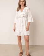 ambitionfly Rochie Albă Mini de bumbac din țesătură brodată cu dantelă Telvia