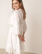 ambitionfly Rochie Albă Mini de bumbac din țesătură brodată cu dantelă Telvia