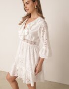 ambitionfly Rochie Albă Mini de bumbac din țesătură brodată cu dantelă Telvia