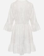 ambitionfly Rochie Albă Mini de bumbac din țesătură brodată cu dantelă Telvia