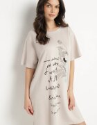 ambitionfly Rochie bej deschis tip cutie din viscoză și imprimeu decorativ Amoara