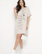 ambitionfly Rochie bej deschis tip cutie din viscoză și imprimeu decorativ Amoara
