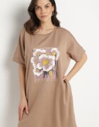 ambitionfly Rochie Ciemnobej Tip cutie cu Viscoză și Imprimeu Decorativ Elaniriel