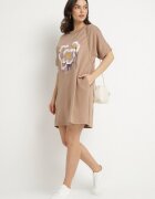 ambitionfly Rochie Ciemnobej Tip cutie cu Viscoză și Imprimeu Decorativ Elaniriel